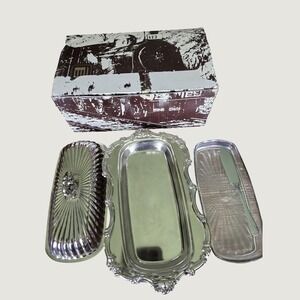 Vintage Mayell Silver Plate Butter Dish Set Queen Anne Caledonian Railway Boxed